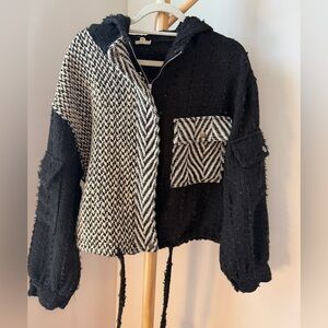 POL Black and White Utility Jacket